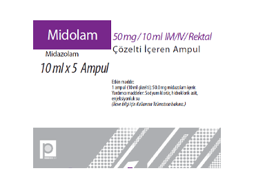 MIDOLAM 50 MG/10 ML IM/IV REKTAL COZELTI ICEREN 5 ампулы