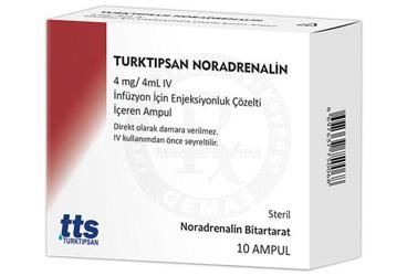 TURKTIPSAN NORADRENALIN 4 MG/4 ML внутривенная инфузия ICIN раствор для инъекций ICEREN ампулы