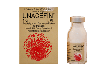 UNACEFIN IM 1 GR ENJEKSIYON ICIN порошок ICEREN флакон (3 флакон + 3 COZUCU ампулы)