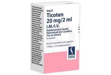 TICOTEN 20 MG / 2 ML IM/IV раствор для инъекций HAZIRLAMAK ICIN лиофилизированный порошок VE COZUCU (1 флакон 1 COZUCU ампулы)