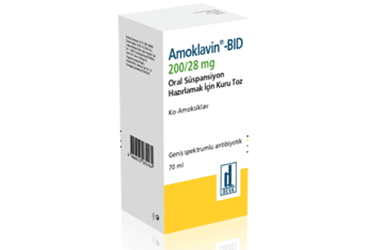 AMOKLAVIN BID 200/28,5 MG суспензия для приёма внутрь HAZIRLAMAK ICIN KURU порошок (100 ML)