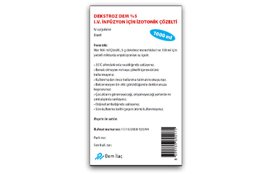 DEKSTROZ DEM %5 внутривенная инфузия ICIN IZOTONIK COZELTI 100 ML POLIETILEN SISE SETSIZ
